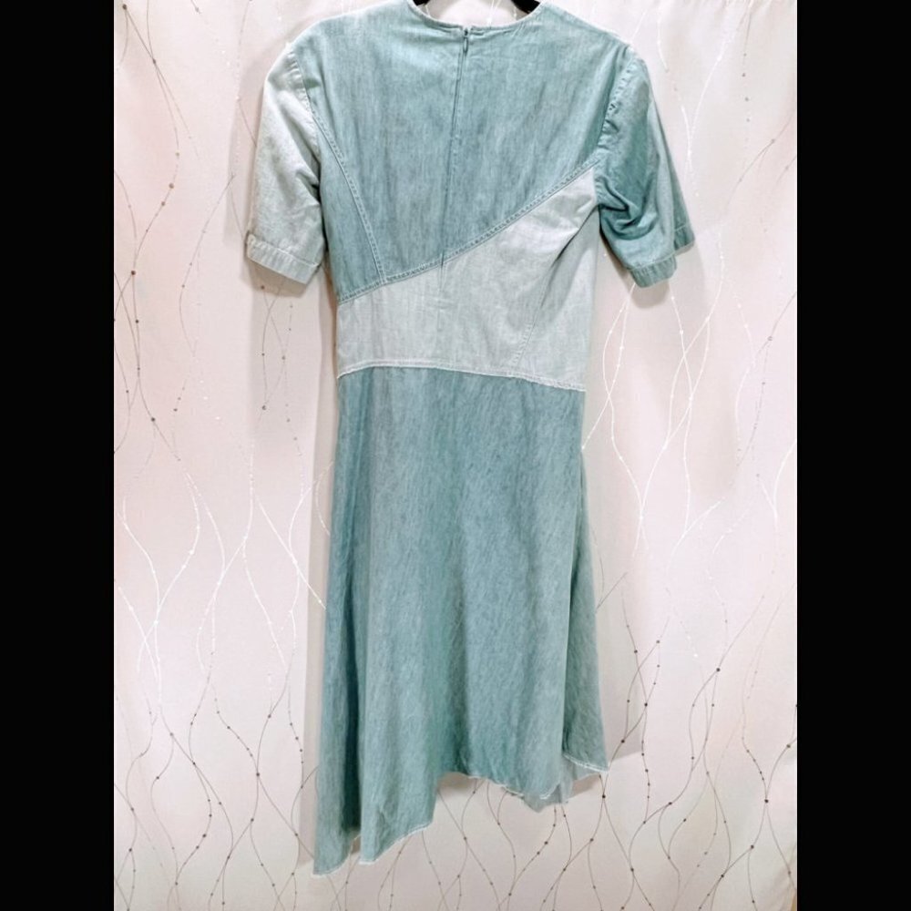 Colovos Blue Chambray Seamed Denim Midi Dress $595 - Picture 6 of 7